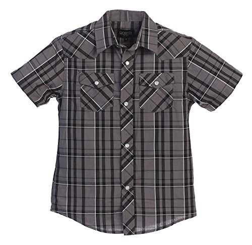 Image of Gioberti Boys Casual Western Plaid Pearl Snap-on Buttons Short Sleeve Shirt