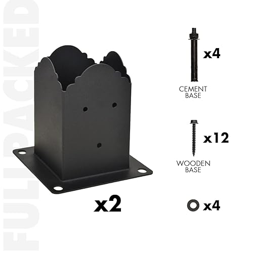 Miniatura 8 de Creative Design - Base de poste de 4 x 4 pulgadas, soporte cuadrado para buzón de valla, base de poste atornillada, anclaje de tierra para poste de