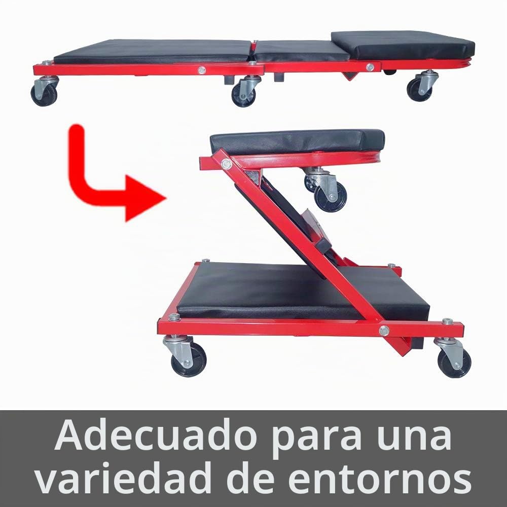 NAIZY Tablero de rodillos de taller 2 en 1 de montaje plegable Camilla de taller Camilla de montaje con ruedas giratorias de 360 ​​° Taburete de montaje, hasta 150 KG