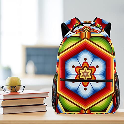 Sac à dos décontracté pour femme géométrique multicolore chic - 6