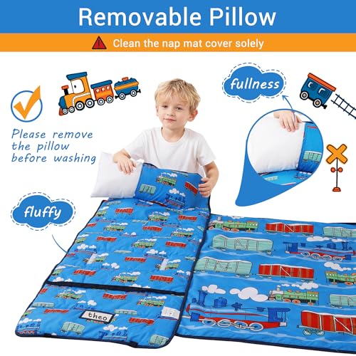 Image of Lasoftan Toddler Nap Mat with Pillow and Blanket, Extra Large Rolled Napping Mats,Slumber Bags for Boys Girls,Kids Sleeping Bag for Daycare, Preschool Travel Camping