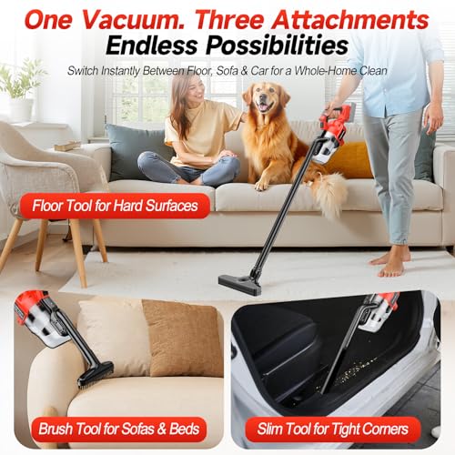 Image of Cordless Handheld Vacuum Cleaner Compatible with Milwaukee 18V Battery | (Tool Only, No Battery), 16000Pa Portable Vacuum with 2 HEPA Filters & 4 Attachments for Car, Home, Garage Cleaning