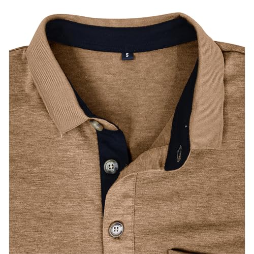 Image of Men's Short Sleeve Polo Shirts Buttons Collared T Shirts with Pocket | Moisture-Wicking,Soft Stretch Fabric, Lightweight,Structured Collar,Business Casual, Golf, Office,All-Day Comfort