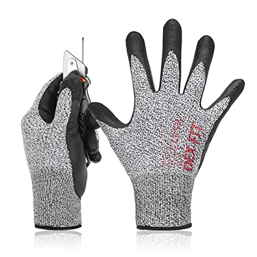 DEX FIT A2 Cut Resistant Gloves CR533, 3D Comfort Stretch Fit, Power Grip, Smart Touch, Thin & Lightweight, (XL, Cr533 Grey 1pr)