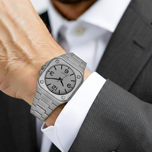 Image of Acnos Men's Premium Fiber Quartz Analog Watch - Luxury Square Dial Casual & Business Wrist Watch for Men