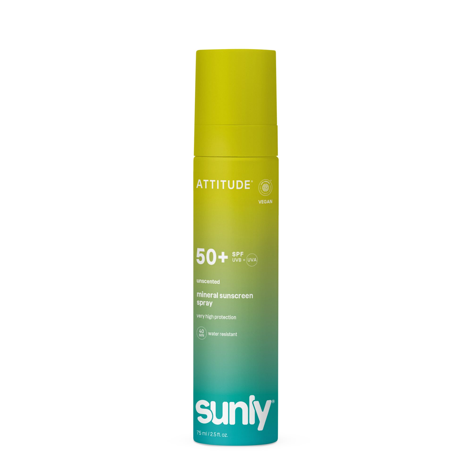 Attitude Unisex Light Mineral Sunscreen Spray Face & Body - Spf 50 - Unscented 75Ml