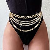 Cosydays Rhinestone Waist Chain Gold Metal Belt Layered Body Chain Crystal Belly Chain Party Sexy Body Jewelry for Women and Girls