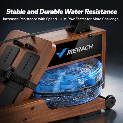 Image of MERACH Water Rowing Machines for Home, Foldable Row Machine with 400LBS Weight Capacity, Dedicated Monitor and Comfortable Seat, Free MERACH App for Immersive Water Rower
