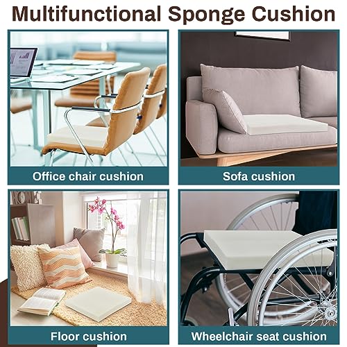 Image of Frienda 6 Pack 2 inch X 20 inch X 20 inch Upholstery High Density Foam Cushion White Replacement Cushion or Commercial Use Stuffing Craft Foam Couch Chair Padding DIY Projects