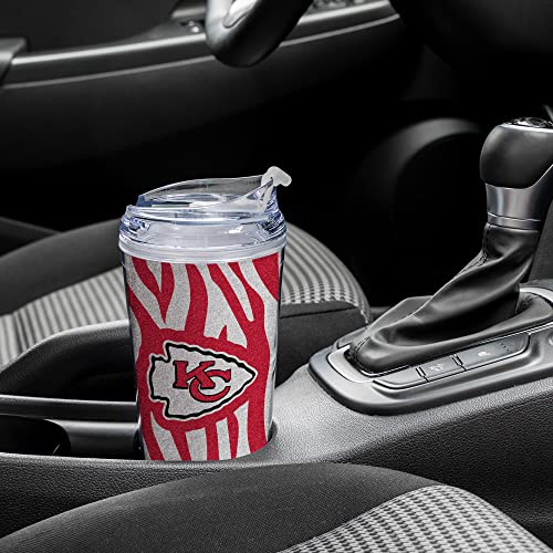Image of Rico Industries NFL Football Glitter 24oz Acrylic Glitter Tumbler with Hinged Lid, Officially Licensed Double Wall Tumbler with Straw