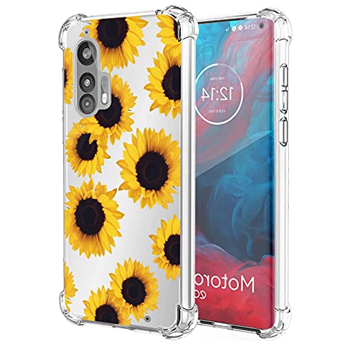 Zoeirc Case for Moto Edge Plus Case, Motorola Edge + Clear Case for Girls Women, Soft TPU Shockproof Protective Transparent Case Cover for Motorola Moto Edge Plus (Sunflower)