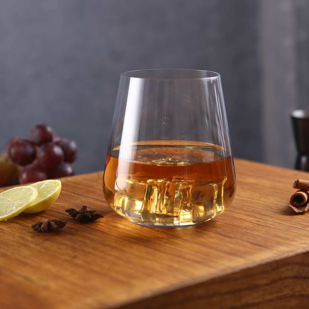 bohemia-crystal Siesta Blue Base Whiskey Glass Set, 400ml, Set of 6