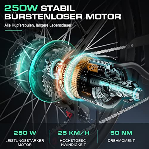 VIVI E-Bike Elektrofahrrad Damen, 26 Zoll Pedelec Citybike Elektrisches Fahrrad Elektrofahrräder mit Abnehmbarer 288Wh/360Wh Lithium-Batterie, Shimano 7-Gang E Bike Damen Herren – Bild 3