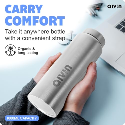 Image of Aivin Intense Stainless Steel Water Bottle | Leak proof & break-proof | Lid is sealed by a silicone ring | Best Usage for Office /School /College /Gym /Picnic /Home /Fridge |1 Litre | Silver (Intense)