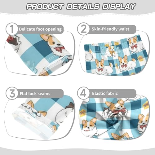 Vdsrup Girls Leggings Bow Dog Blue Stripes Kids Length Leggings Pants Athletic Yoga Pants Toddler Tights Trousers 4T3