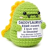 OCCdesign Mini Christmas Birthday Gifts for Dad from Daughter Son RAWR I Love You Daddy Handmade Crochet Cute Small Dinosaur for Daddy Dad Bonus Step Father in Law New Father