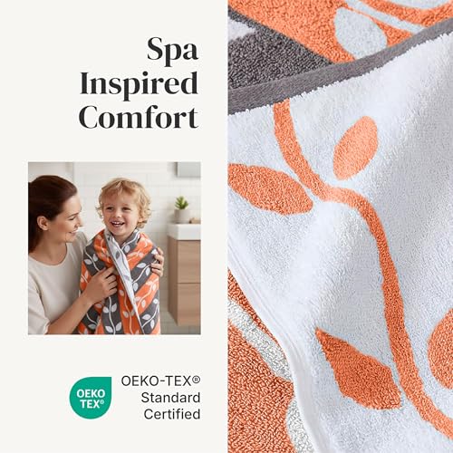 Image of Modern Threads 6 Piece Bath Towel Set - Bathroom Set with 2 Bath Towels, 2 Hand Towels, and 2 Wash Cloths - 100% Cotton, Super Absorbent & Extra Soft - Reversible Natural Vine (Rust Orange)