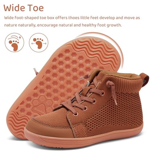 WateLves Toddler Little Kids Wide Barefoot Shoes Girls Boys Lightweight Boots Minimalist High Top Walking Shoes Breathable Comfort-Forward Ankle Support4