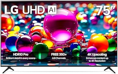 LG 75-Inch Class UHD AI 4K UA77 Series Smart TV w/AI Sound Pro, HDR10, 4K Super Upscaling, Filmmaker Mode, Wow Orchestra, Compatible with Alexa (75UA7700PUA, 2025)