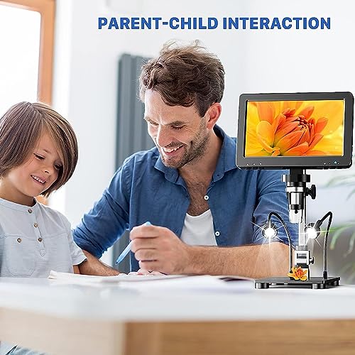Image of Etzin DM9 Pro 7 inch Mini HDMI Digital Microscope 1200X, 1080P 16MP Coin Microscope for Entire Coin View with IPS Screen, LCD Soldering Microscope for Adult, 10 LED Lights, PC /TV Compatible-EPL-1016IM.