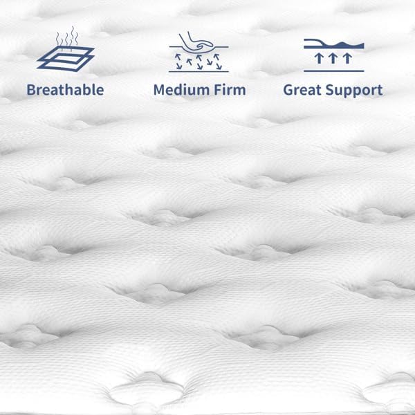 Full Size Mattress in a Box 14 Inch Memory Foam Hybrid Mattress with Pocketed Springs Medium Firm Support Motion Isolation Edge Support 60 Night Trial