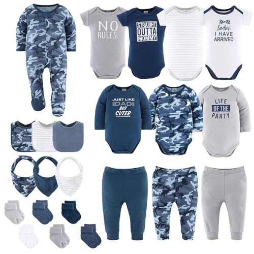 The Peanutshell Baby Layette Gift Set for Boys, Newborn Boy Gift Sets, Baby Clothes & Newborn Essentials Must-Have, Blue Camo