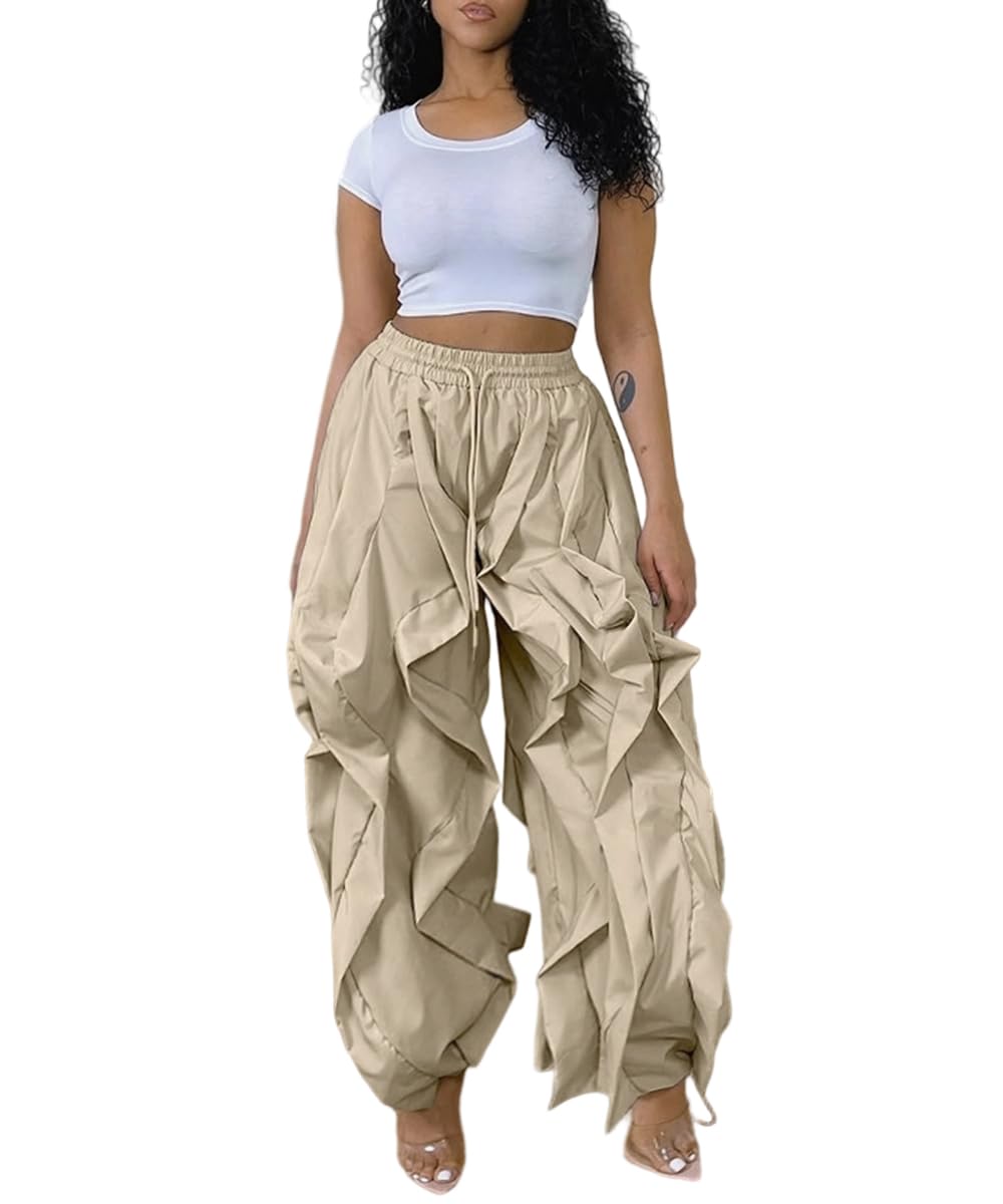 knowfashionstyle Cargo Pants for Women Baggy Loose Fit Y2K Casual Pant Drawstring Wide Leg Streetwear Sweatpants
