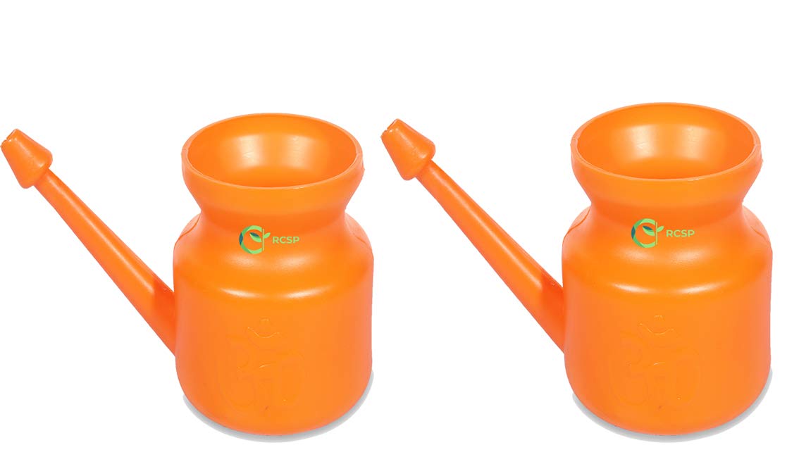 RCSP Plastic Jal Neti Pot | Helpful in Sinus | Light-Weight Non-Corrosive Unbreakable Hygienic Neti Lota | With Smooth Tip | Travel Friendly Lota | for Nasal Cleansing & Yoga (400ml) (Orange) (Pack Of 2)-image-30