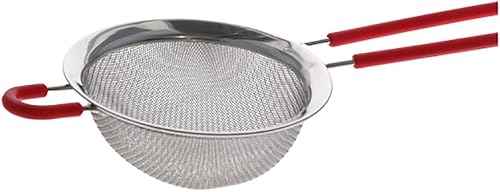 Miniatura 7 de 3 coladores de malla fina, coladores de alimentos de doble malla de acero inoxidable con mango largo y lazo para colgar, ideales para pasta, arroz,