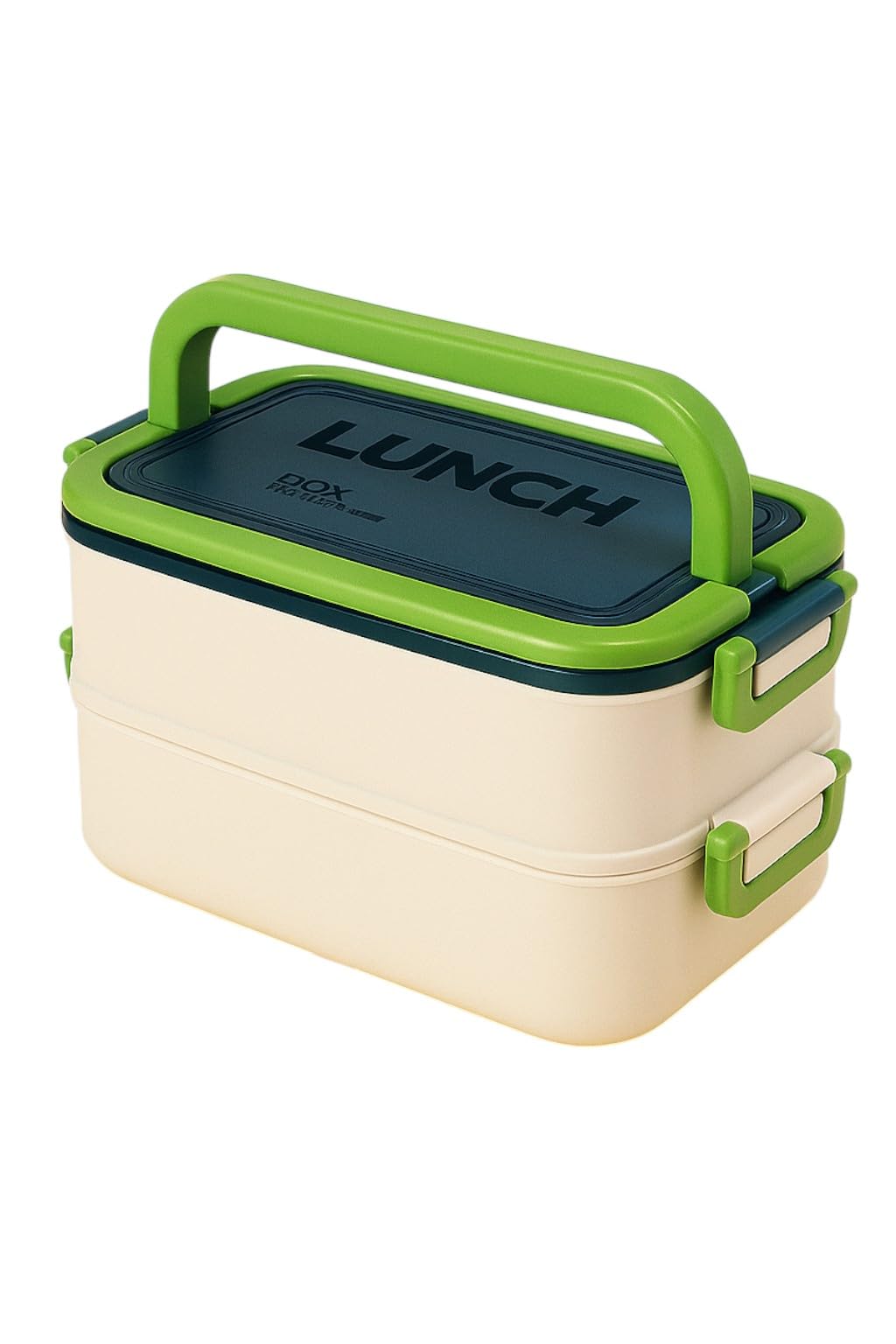 Taşınabilir Yemek Kabı 2 Katlı Lunch Box Diyet Beslenme Kutusu Saklama Kabı Çatal Kaşıklı Sefer Tası (yeşil)