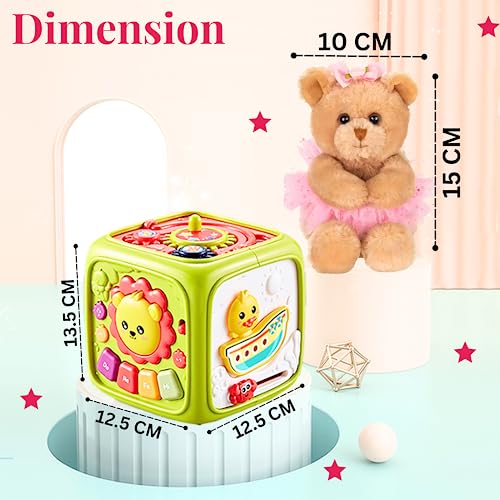 Image of 5 In 1 Activity Toys For 1 Year Old Boy - Animal Voices, Instrument Sounds, Drum Box With Lights, Musical Toys For Kids 1 Years & Toddlers Toys | 3 Aa Batteries Incl, Yellow