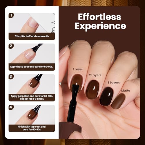 Image of Beetles Jelly Brown Gel Nail Polish - Morning Mocha 15ML Tortoise Gel Nail Polish Sheer Translucent Nail Polish Soak Off UV French Nail Art Salon DIY at Home Manicure Gift for Women
