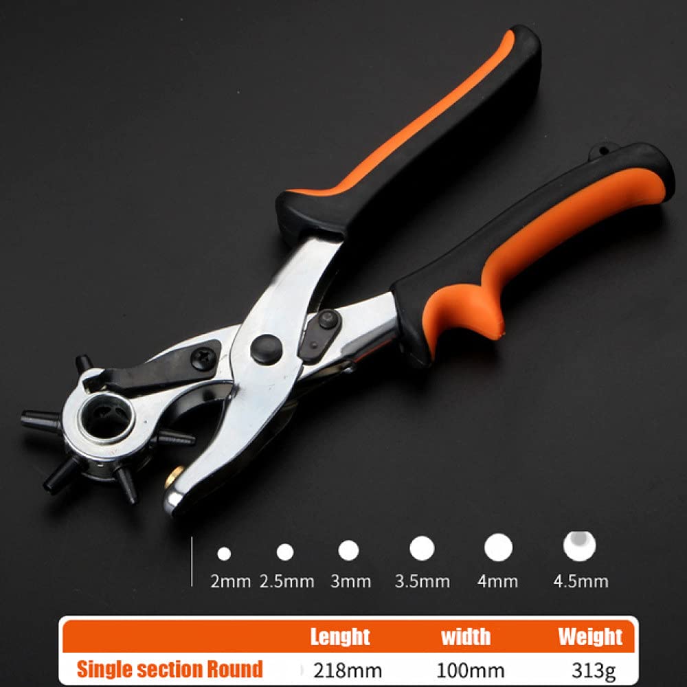 Hochleistungs-Ledergürtel Loch Locher Zange Ösen Puncher Revolve Nähmaschinentasche Setter Tool Armband Haushaltsriemen Leder, 6 rundes Loch