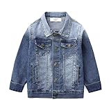 LJYH Boys Vintage Washed Basic Denim Jackets Kids Spring Blue Jean Coats 5/6yrs