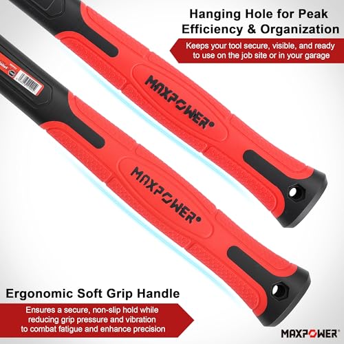 Image of MAXPOWER 3-Piece Hammer Set, 5lbs Dead Blow Hammer, 16oz Rubber Mallet, 35mm Double-Faced Soft Mallet,Non-Marring Striking Tools for Automotive, Woodworking & Assembly