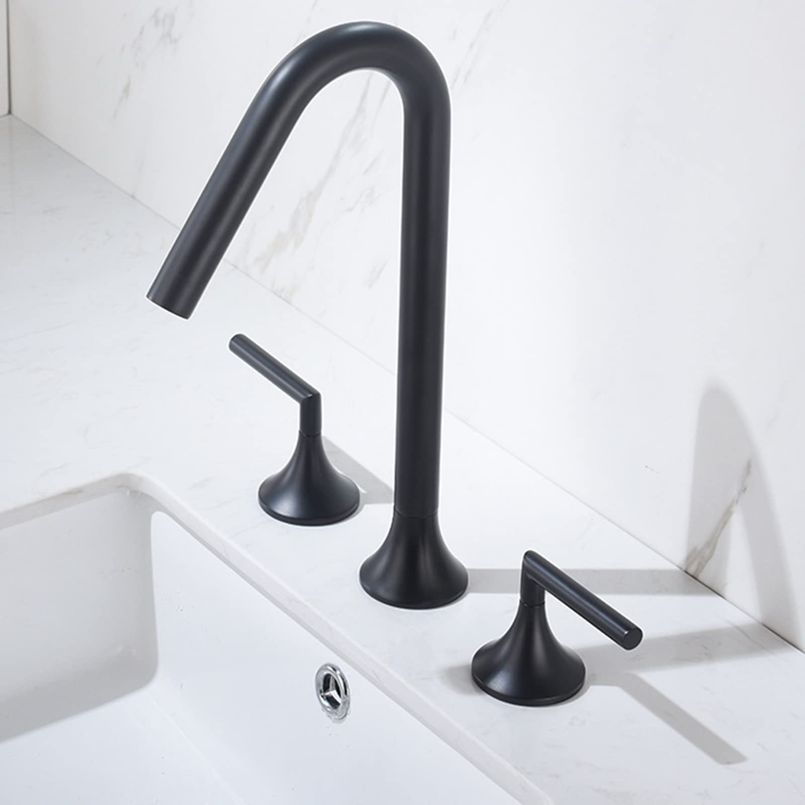 Mitigeur de lavabo 3 trous laiton haut de gamme robinet de salle de bain double commande gris