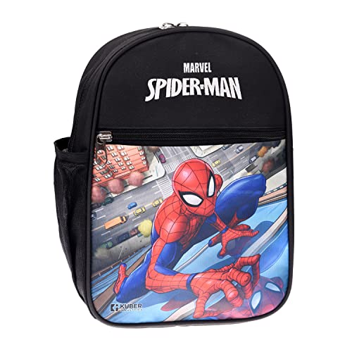 Image of Fun Homes Marvel Spider-Man School Bag|2 Compartment Rexine School Bagpack|School Bag for Kids|School Bags for Girls with Zipper Closure|Small Size (Black)