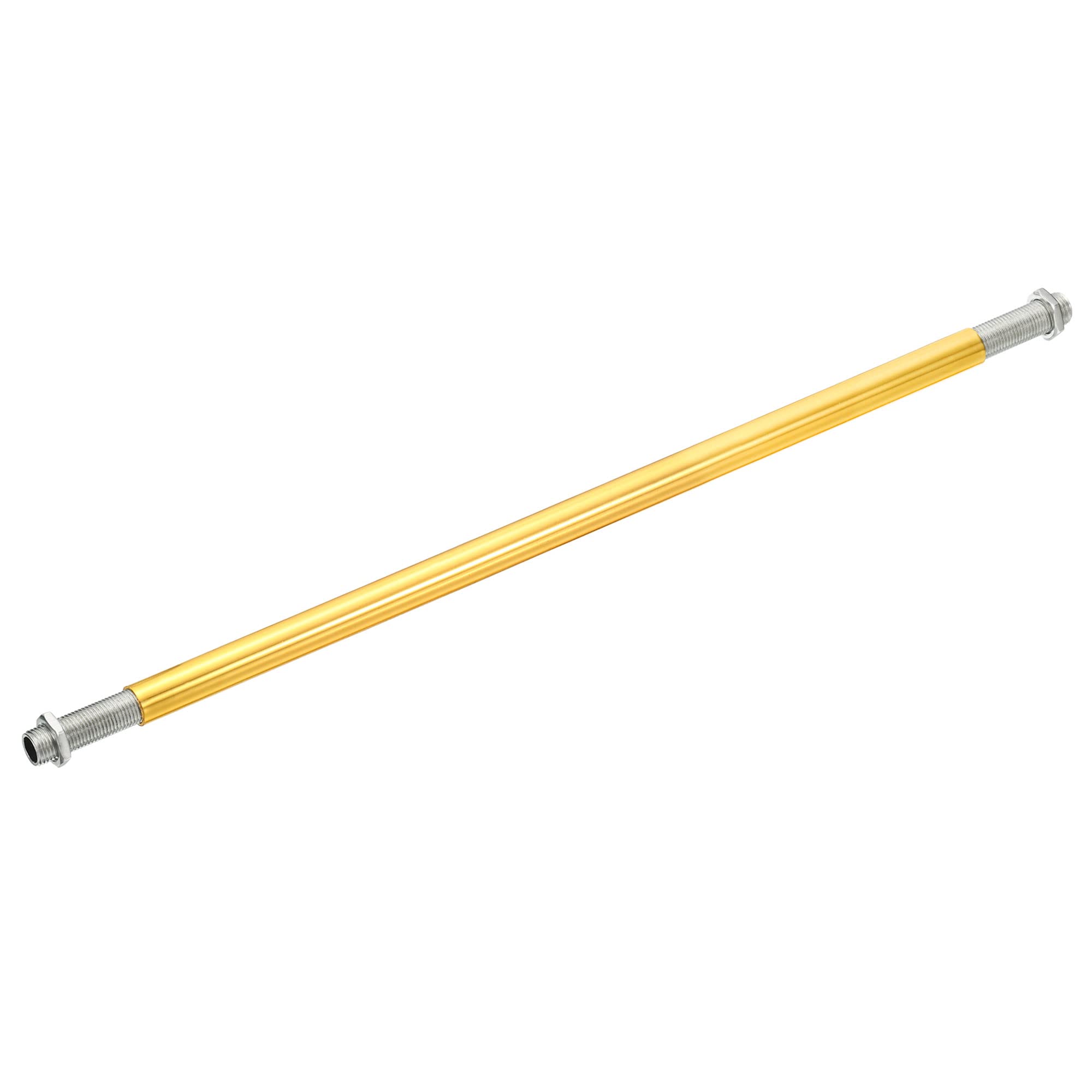 sourcing map Rosca Extensión Varilla Kit, M10 Rosca 11.8" Acoplamiento Tuerca Redondo Manguito Conector con Roscada Tubería Hexagonal Tuerca, Electroforesis Oro 4 Juego