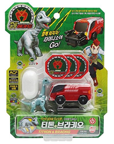 Dino Mecard TITHON and BRACHIO Tiny Dinosaur Toy Brachiosaurus Figure Egg Capsule Storage Shooting Pop Up from Capture Car (Single Product)