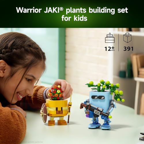 Image of JAKI Botanicals Warrior Brave Plants Building Toy Set - Medieval Knight Vintage Planter Design Interchangeable Pot DIY Succulent Desk Decor Birthday Gift Play & Display for Kids, Girls and Boys 12+