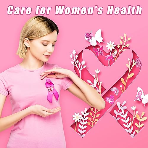 Ceenna 200 Pack Breast Cancer Awareness Lapel Pins Breast Cancer Pins Bulk Pink Ribbon Lapel Pin Butterfly Enamel Pins for Women Hope Official Brooches Badge for Charity Public Supplies 20 Style3