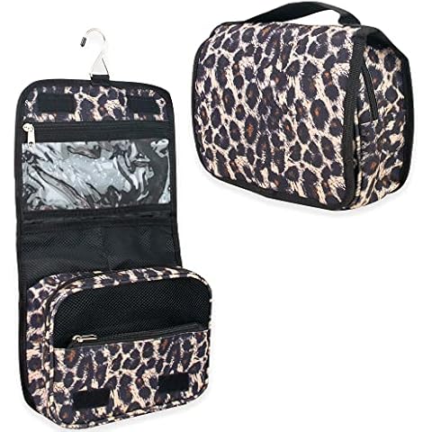 Summit Ridge Multi Pocket Hanging Toiletry Bag Travel Bag with Hanging Hook, Water-resistant Makeup Cosmetic Bag Travel Organizer for Accessories, Shampoo, Toiletries (Leopard) Cover