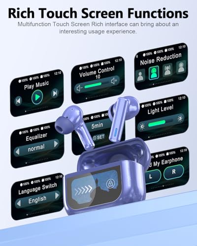 Image of ZIUTY Wireless Earbuds Bluetooth Headphones, Ear Buds with Touch Screen, ANC ENC Noise Cancelling Transparency Mode, 40H Stereo Deep Bass, IPX7 Waterproof, Clear Calls, 5 EQ for iOS Android, Navy