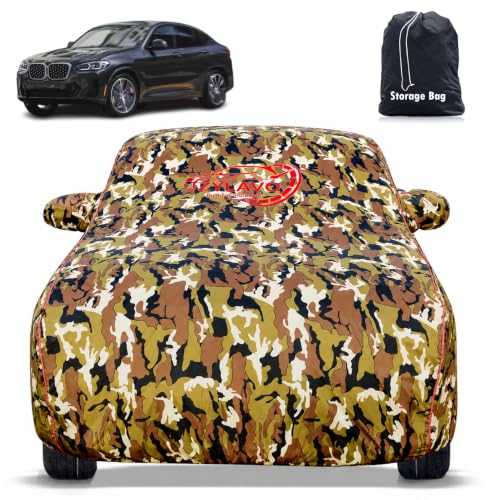 Image of Premium Car Cover for BMW X4 Model | Waterproof, UV & Dust Protection | Mirror & Antenna Pocket | Triple Stitched, Soft Inner Lining, Belt & Buckle (Jungle Print)