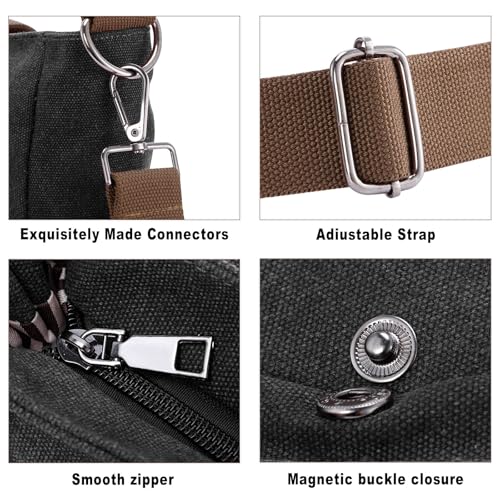 Image of HUA ANGEL Canvas Everyday Tote Bags for Women Medium Crossbody Purses Handbags with Multiple Pockets for Work Travel Beach