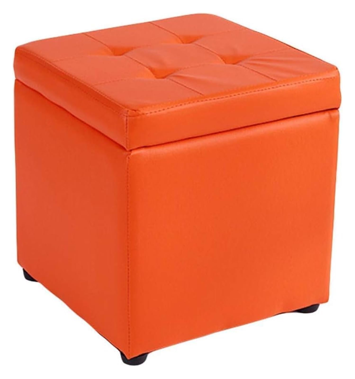 Tabouret ottoman avec rangement à charnière et assise en similicuir orange mini