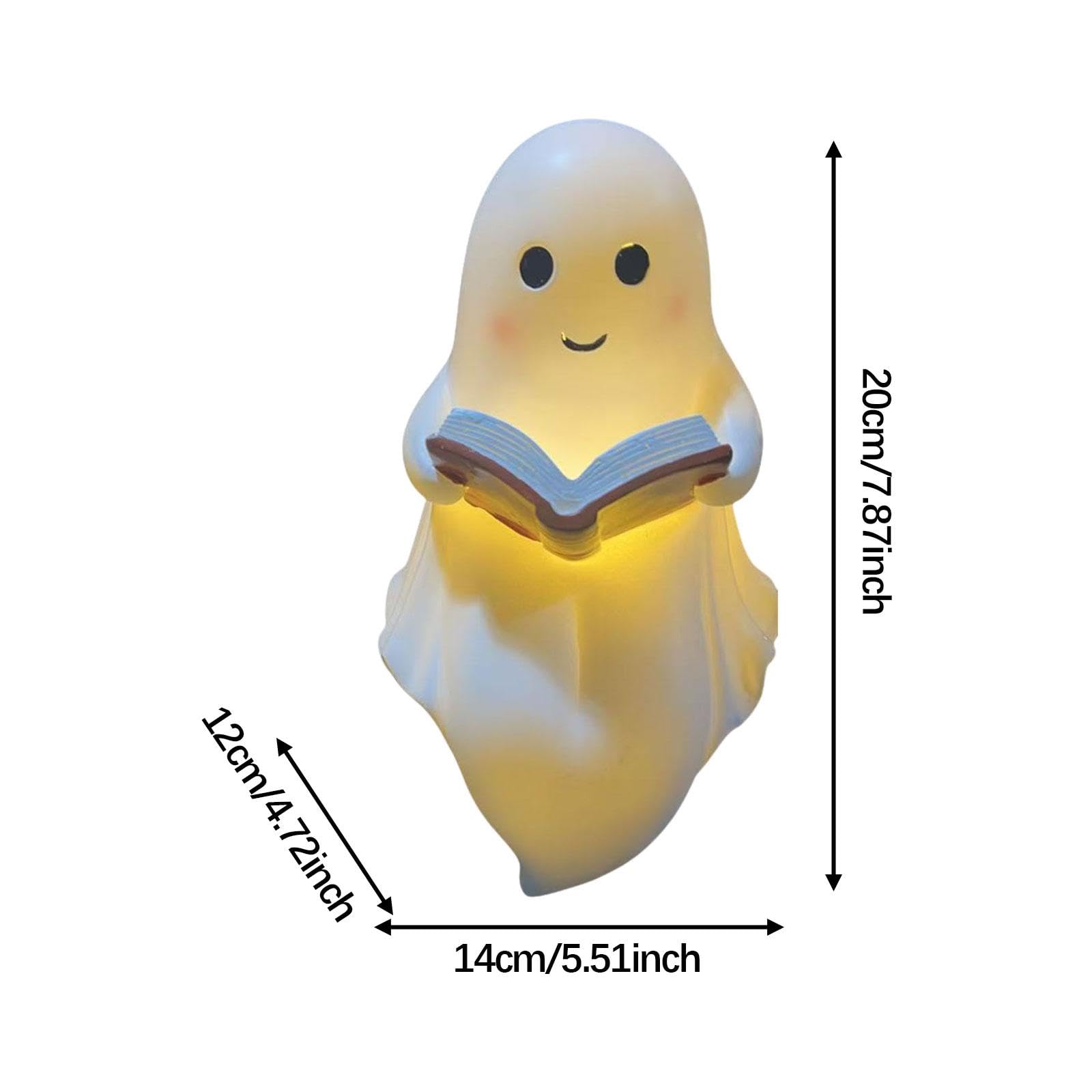 Geist Niedliche Nachtlampe Halloween Leselampe Buchfigur Resin Dekoration Beleuchtung für Wohnzimmer Schlafzimmer Bücherregal für Geschenk