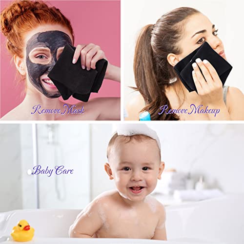 Macarrie 48 Pcs Travel Makeup Towels Bulk 12x12 Inch Make up Cloth Microfiber Washcloth Reusable Makeup Remover Face Skin Cleaning Soft Absorbent Spa Facial Wedding Bulk Gift for Women Holiday(Black) - Image 6