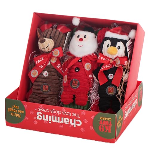 犬おもちゃ 音出るおもちゃ 噛むおもちゃ 動物型 ぬいぐるみ かわいい 犬用 ペット用 おもちゃ ストレス解消 運動不足解消 歯磨き 耐久性 小/中/大型犬 クリスマス プレゼントボックス セット3