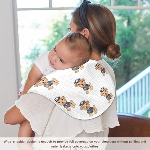 vvfelixl Muslin Burp Cloths Cartoon Puppy Policeman Baby Washcloths for Baby Girl Boys 2 Pack4
